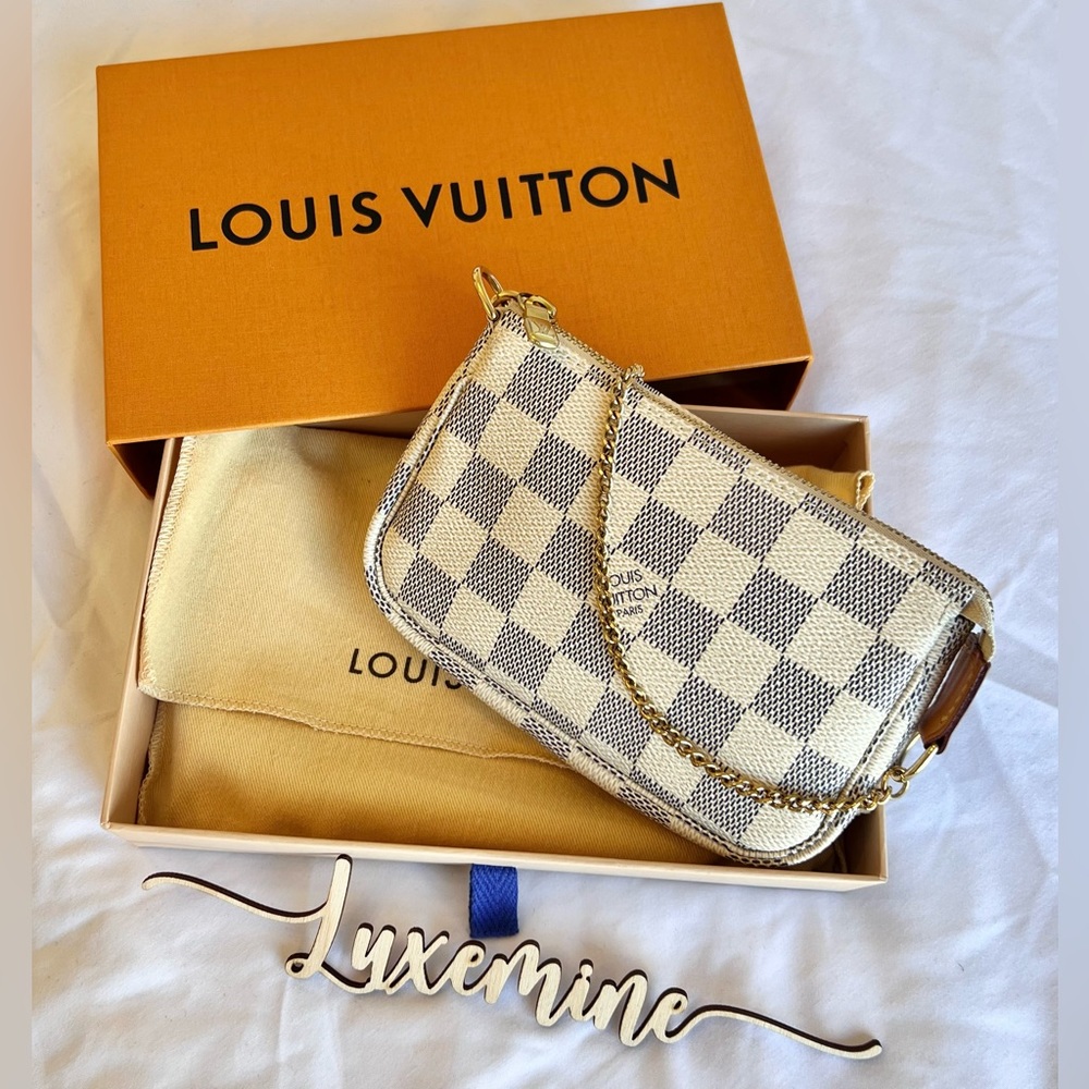 Authentic Louis Vuitton Damier Azur Mini Pochette